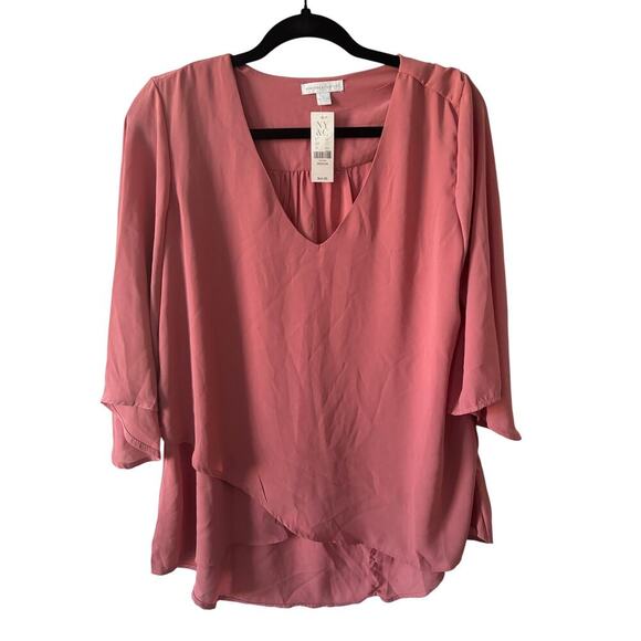 NY&C Pink V-Neck Chiffon Blouse - Picture 1 of 2